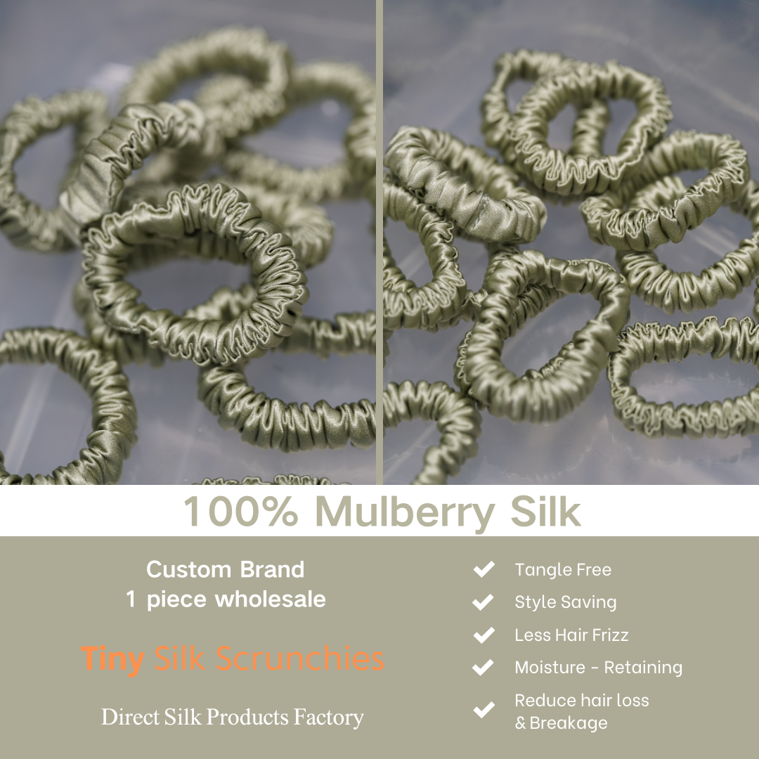 Bean Green Silk Scrunchie Tiny
