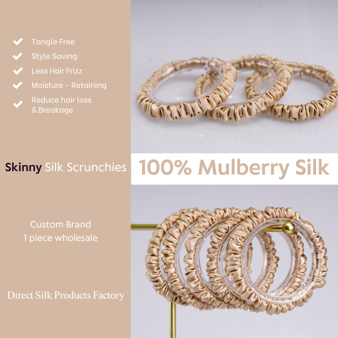 Beige Silk Scrunchies Skinny