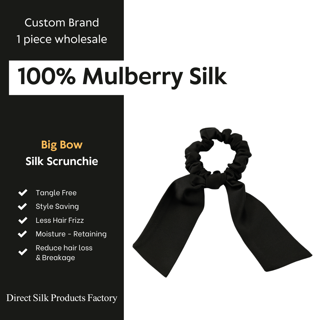 Black Silk Ribbon Scrunchie (big bow)