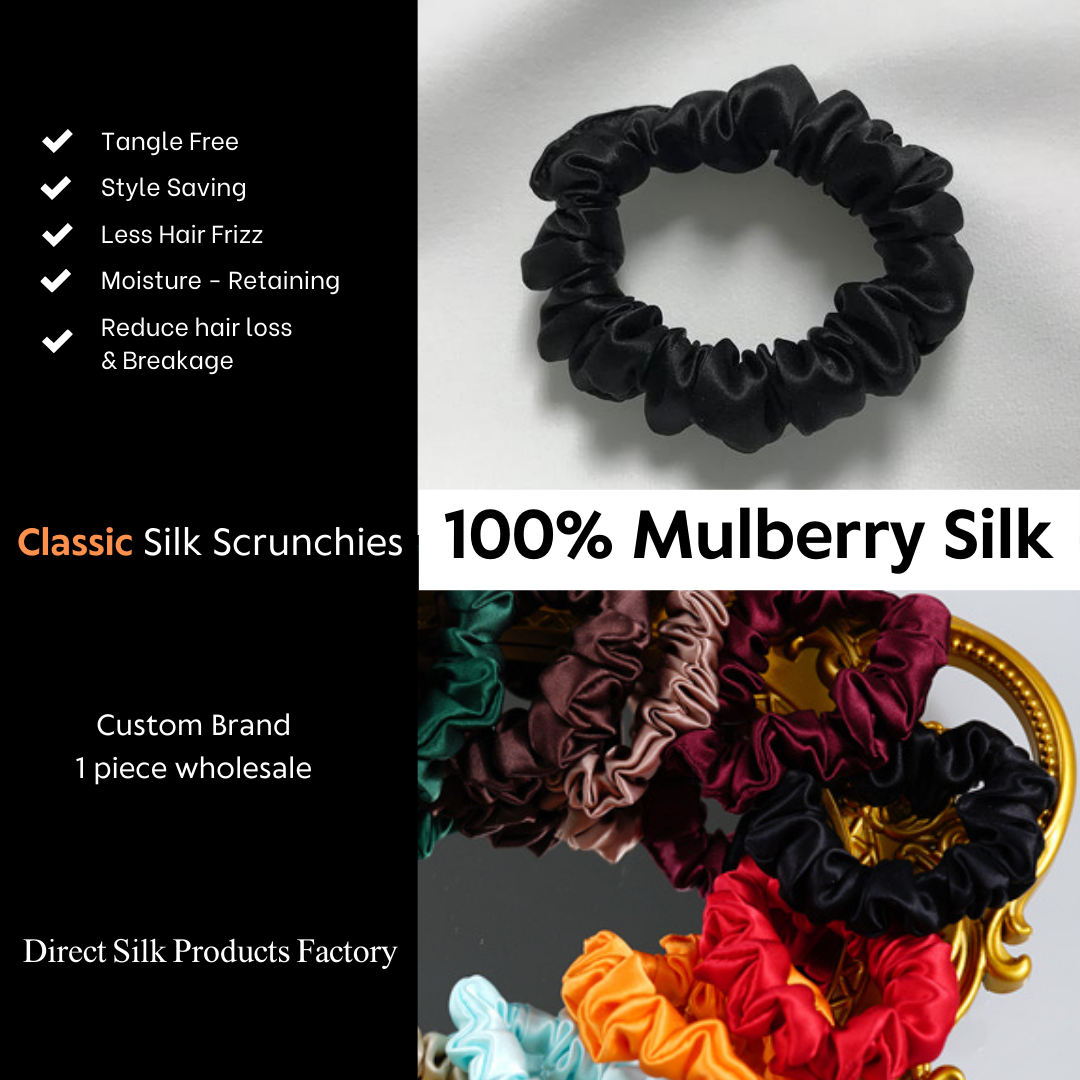 Black Silk Scrunchies Classic