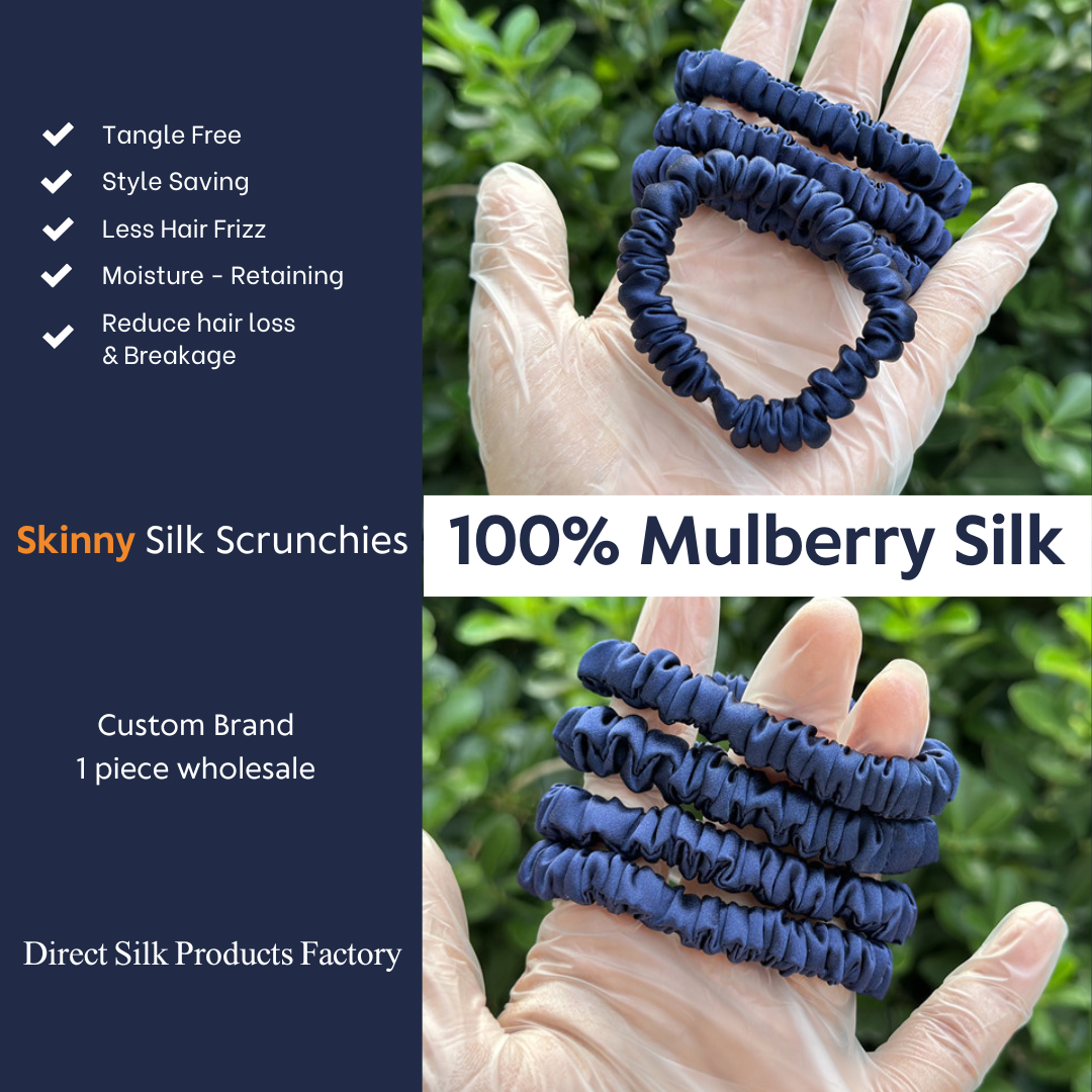 Dark Indigo Silk Scrunchie Skinny