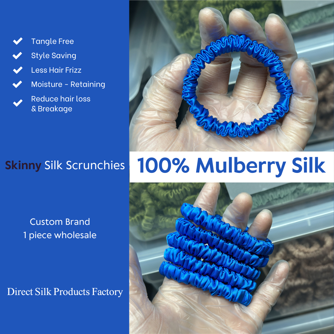 Deep-Bright-Blue Silk Scrunchie Skinny
