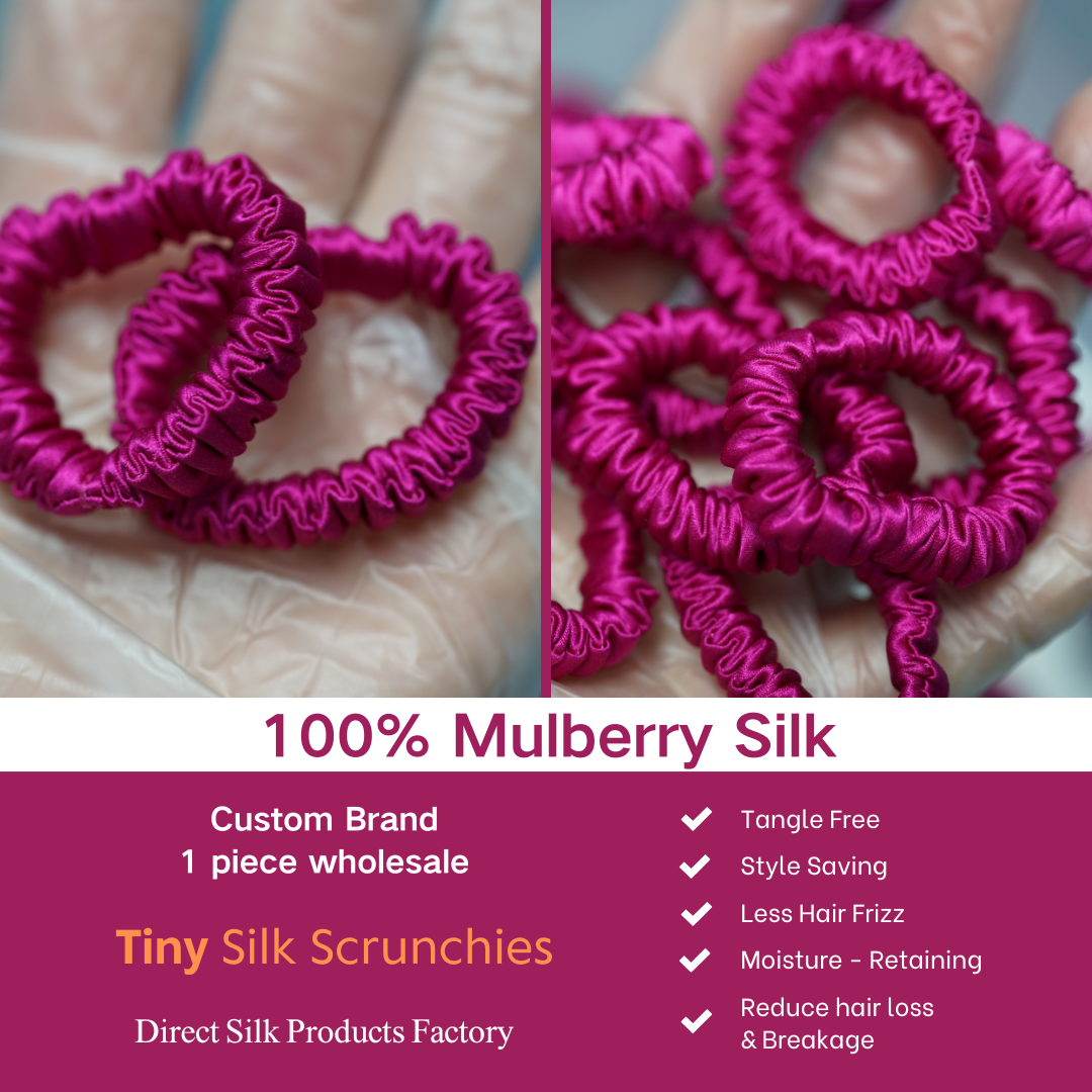 Deep Rose Pink Silk Scrunchie Tiny