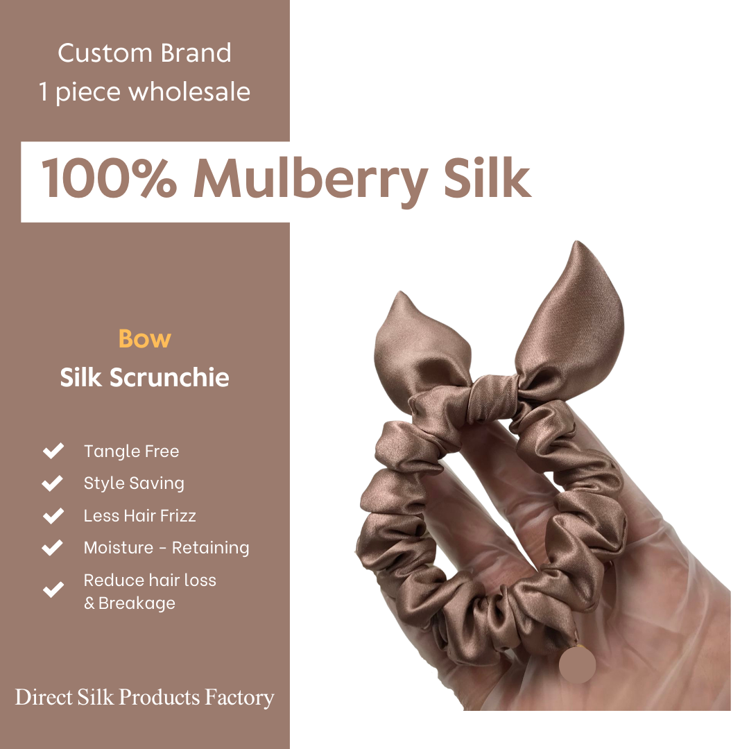 Bow Silk Scrunchie Ebony