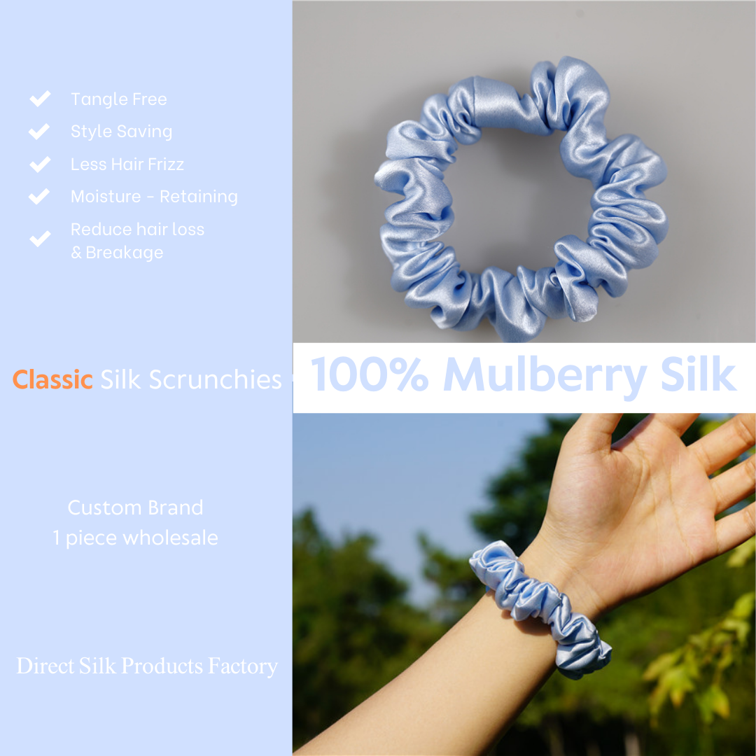 Light Blue Silk Scrunchies Classic