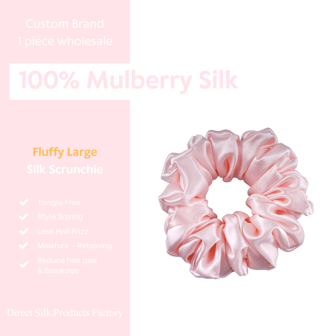 Large-Fluffy Silk Scrunchie Light Pink