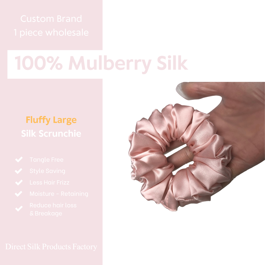 Large-Fluffy Silk Scrunchie Rose Gold