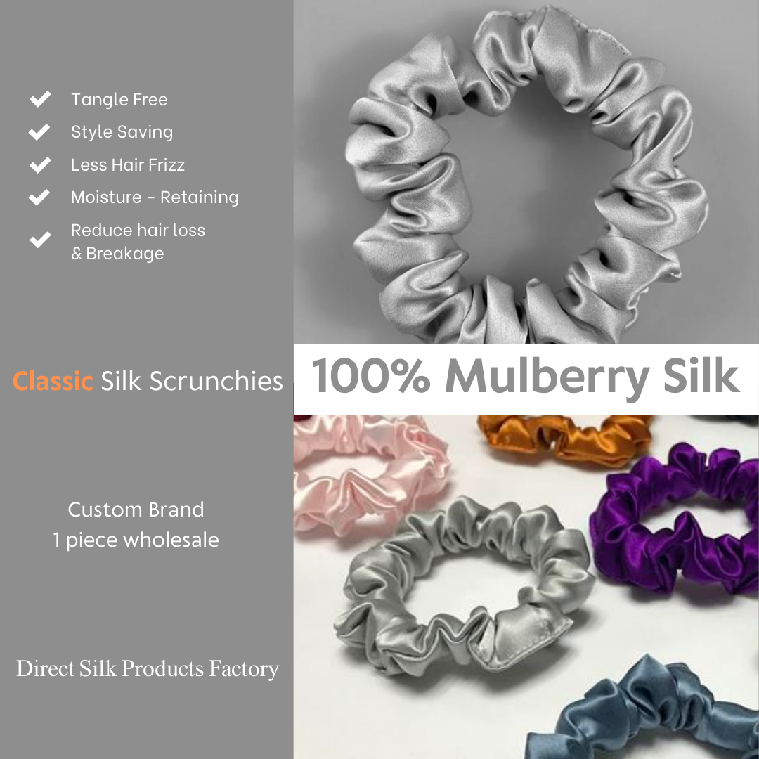 Silver Silk Scrunchie Classic