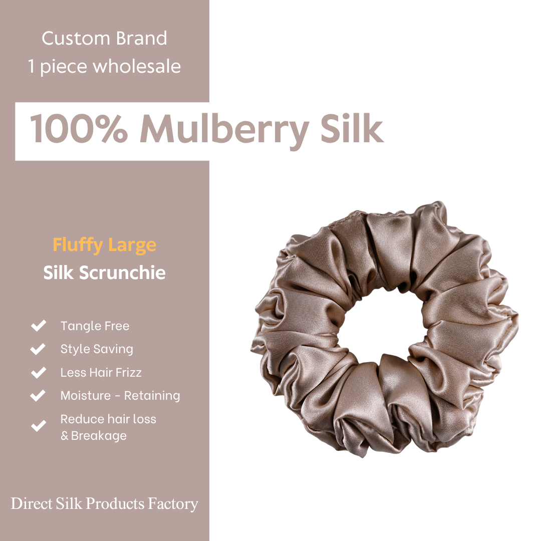 Large-Fluffy Silk Scrunchie Tan