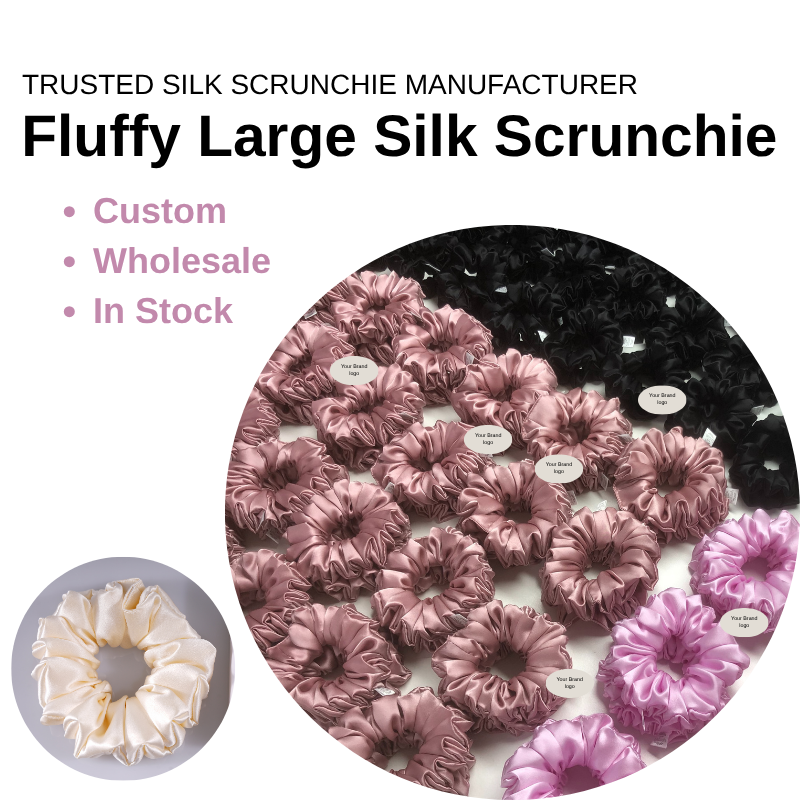 Fluffy Large Silk Scrunchies – Full Volume, Custom, Wholesale & In Stock