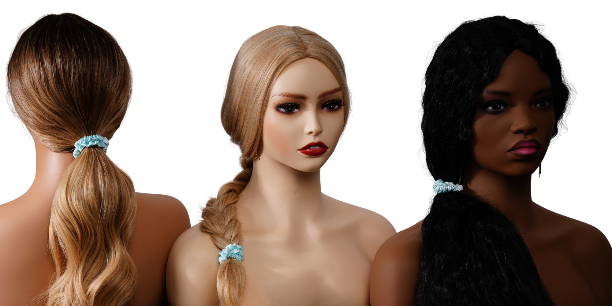 Aqua Blue Silk Scrunchies Color #12