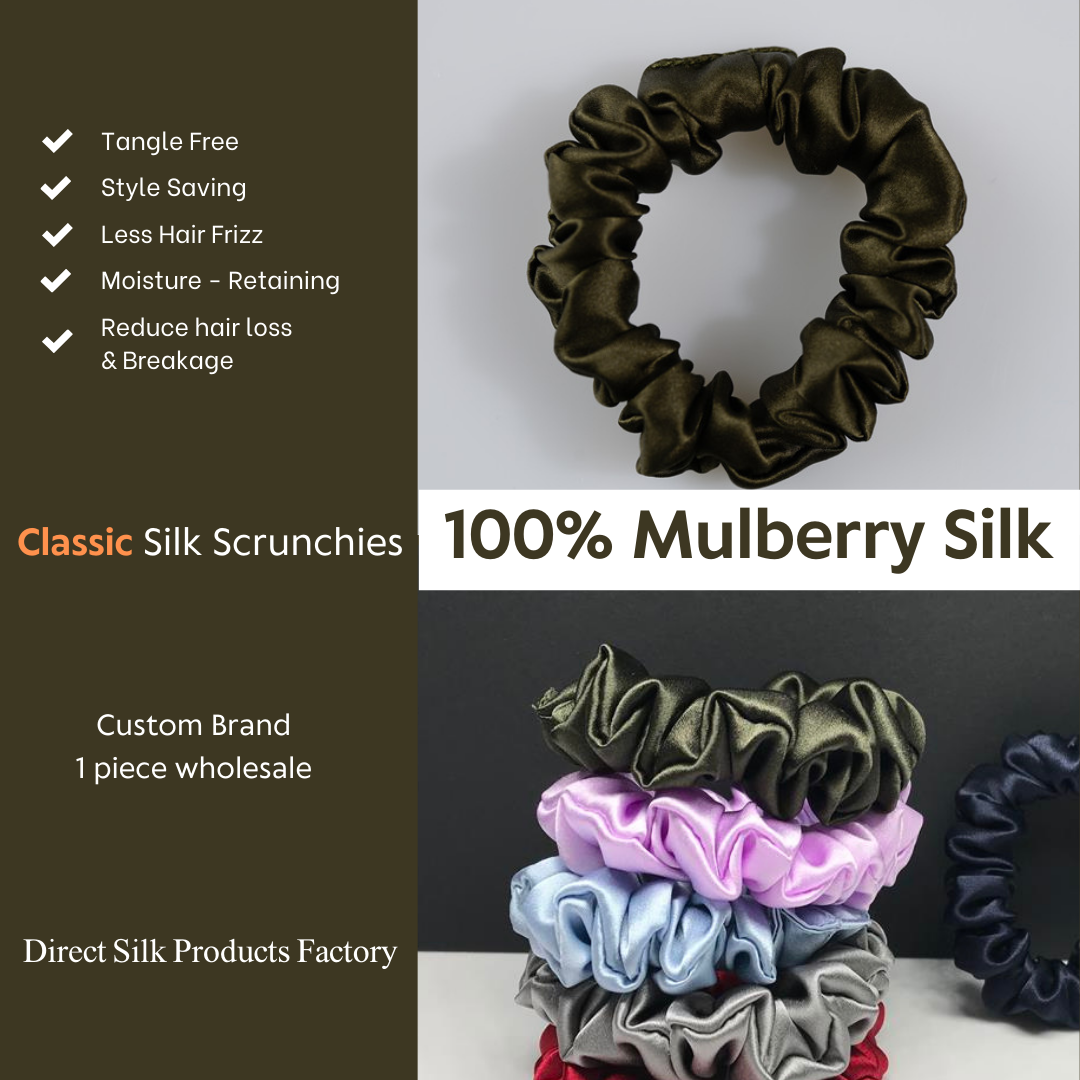 Army Green Silk Scrunchie Classic