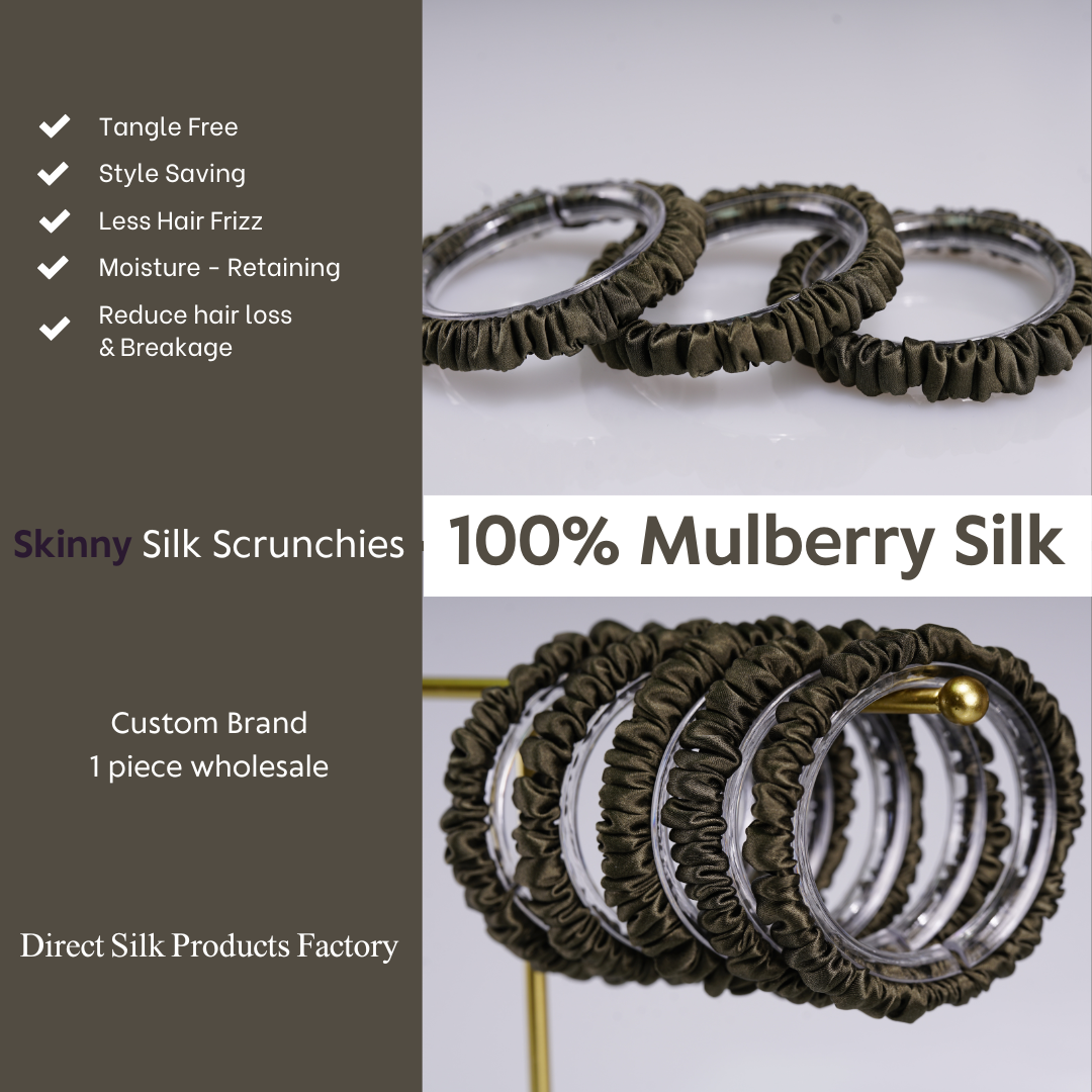 Army Green Silk Scrunchie Skinny