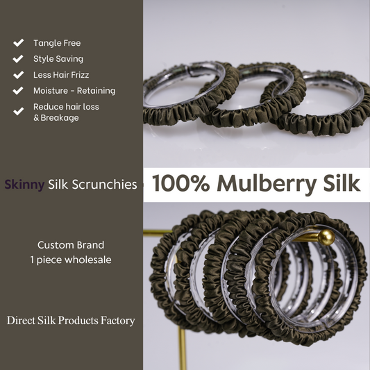 Army Green Silk Scrunchie Skinny