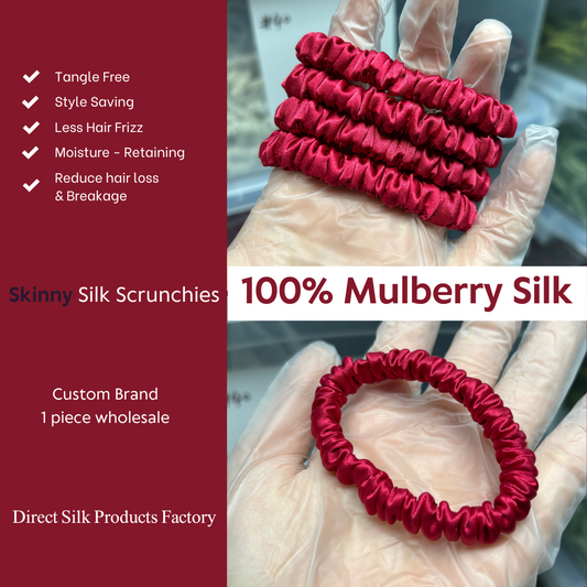 Azalee Silk Scrunchie Skinny custom wholesale, custom brand low MOQ, 1 piece wholesale
