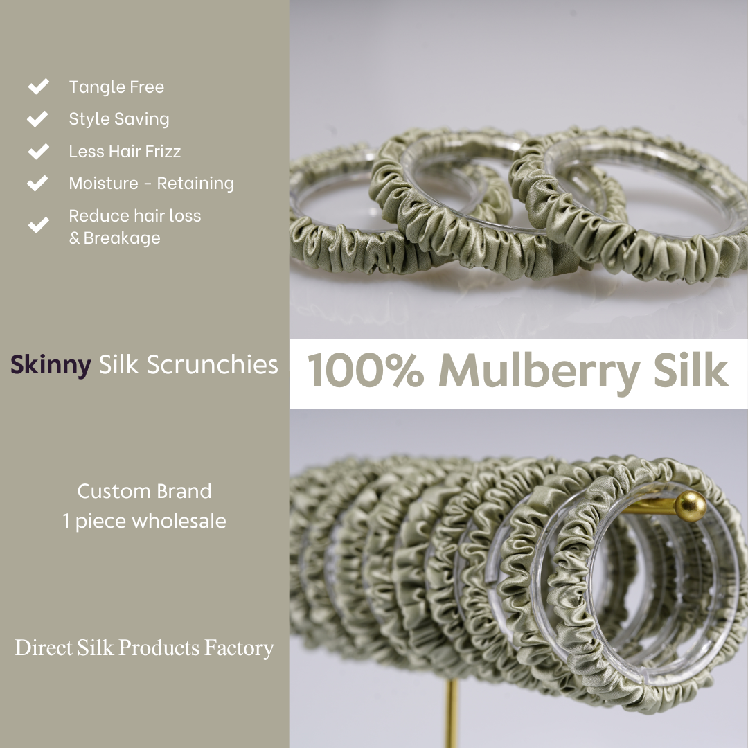 Bean Green Silk Scrunchie Skinny