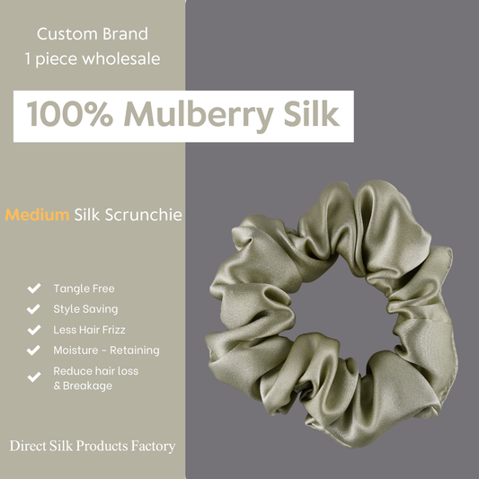 Bean Green Silk Scrunchies Medium