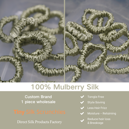 Bean Green Silk Scrunchie Tiny