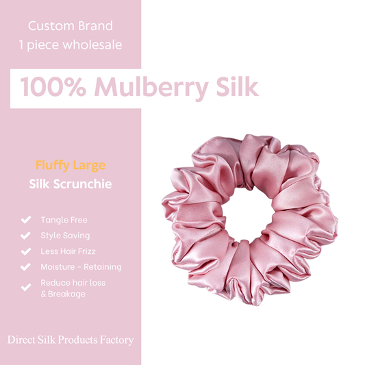 Large-Fluffy Silk Scrunchie Begonia Red