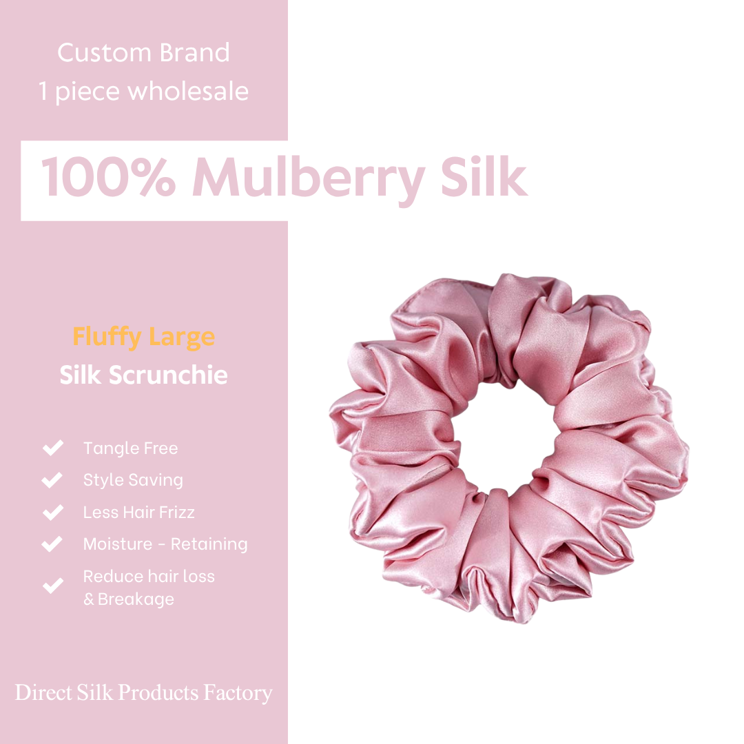 Large-Fluffy Silk Scrunchie Begonia Red