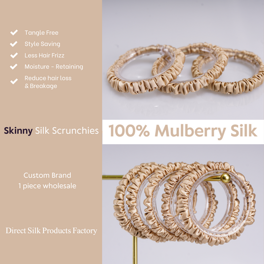 Beige Silk Scrunchies Skinny