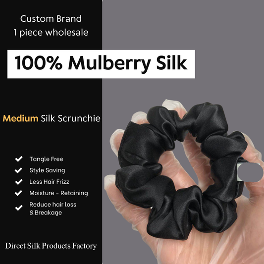 Black Silk Scrunchies Medium
