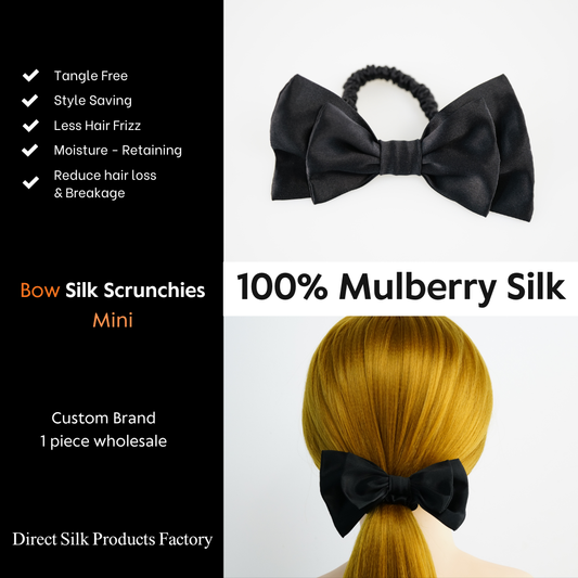 Black Silk Scrunchie Bowknot
