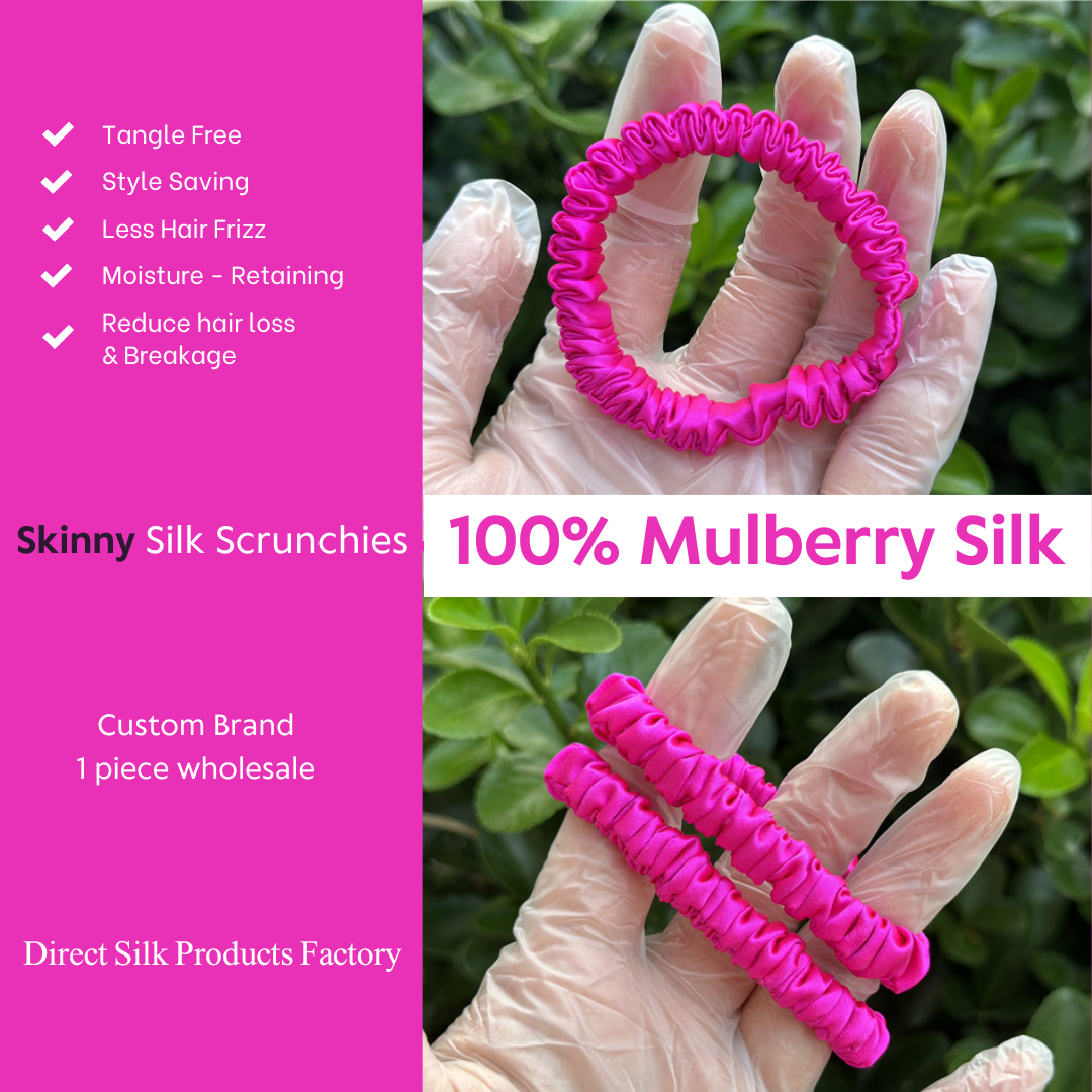 Bright Pink Silk Scrunchie Skinny