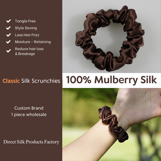 Brown Silk Scrunchie Classic (Deep Coffee)