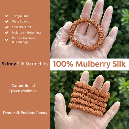 Brownish Red Silk Scrunchie Skinny