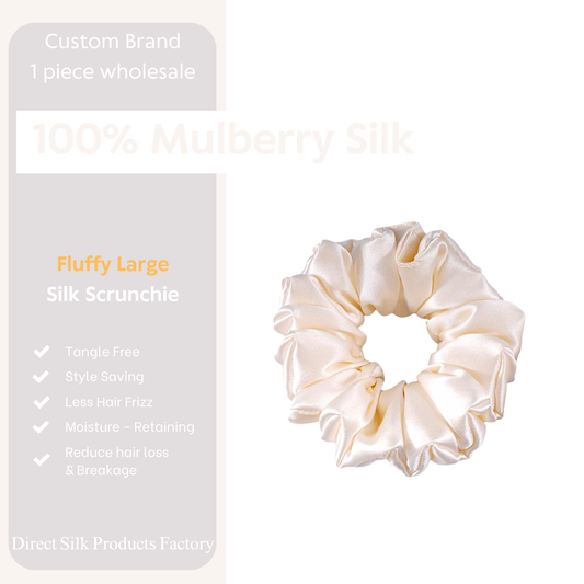 Large-Fluffy Silk Scrunchie Champagne