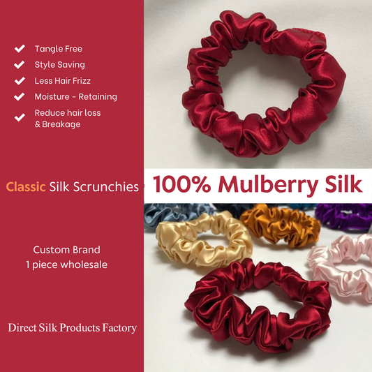 China Red Silk Scrunchies Classic