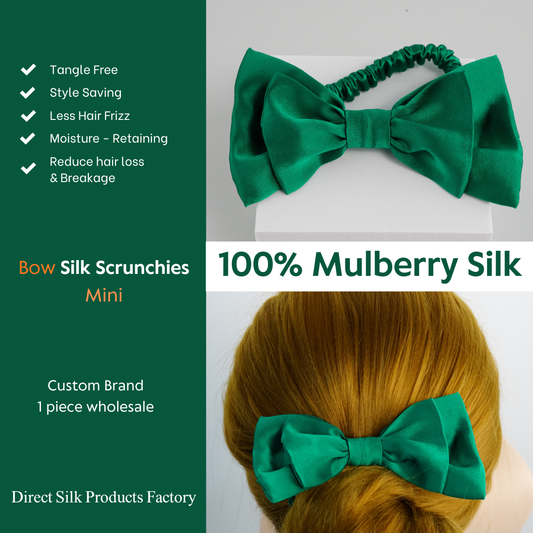 Christmas Green Silk Scrunchie Bowknot