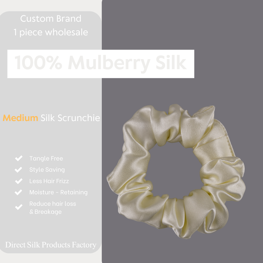Cream Silk Scrunchie Medium