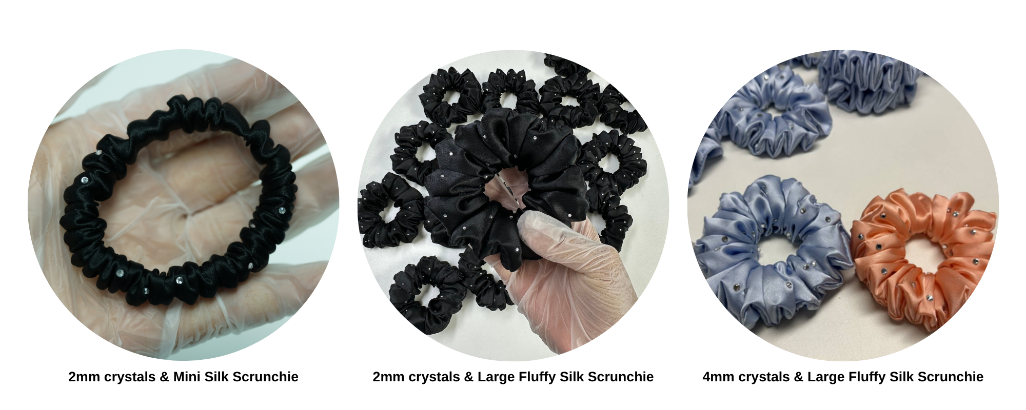 Crystal Silk Scrunchies custom wholesale