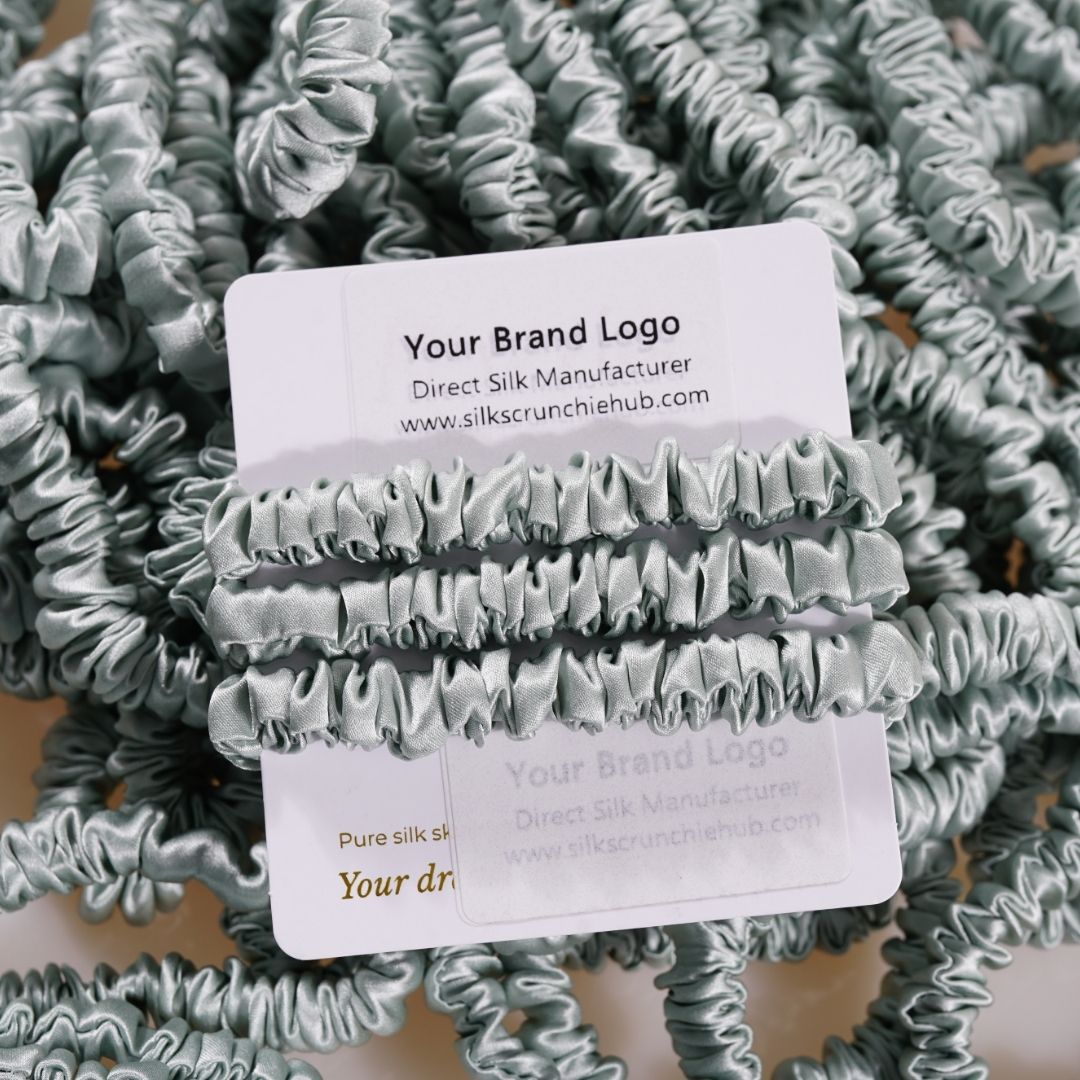 Pale Green Silk Scrunchie Skinny Wholesale & Custom | In Stock