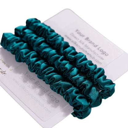 Royal Green Silk Scrunchie Skinny Wholesale | In Stock