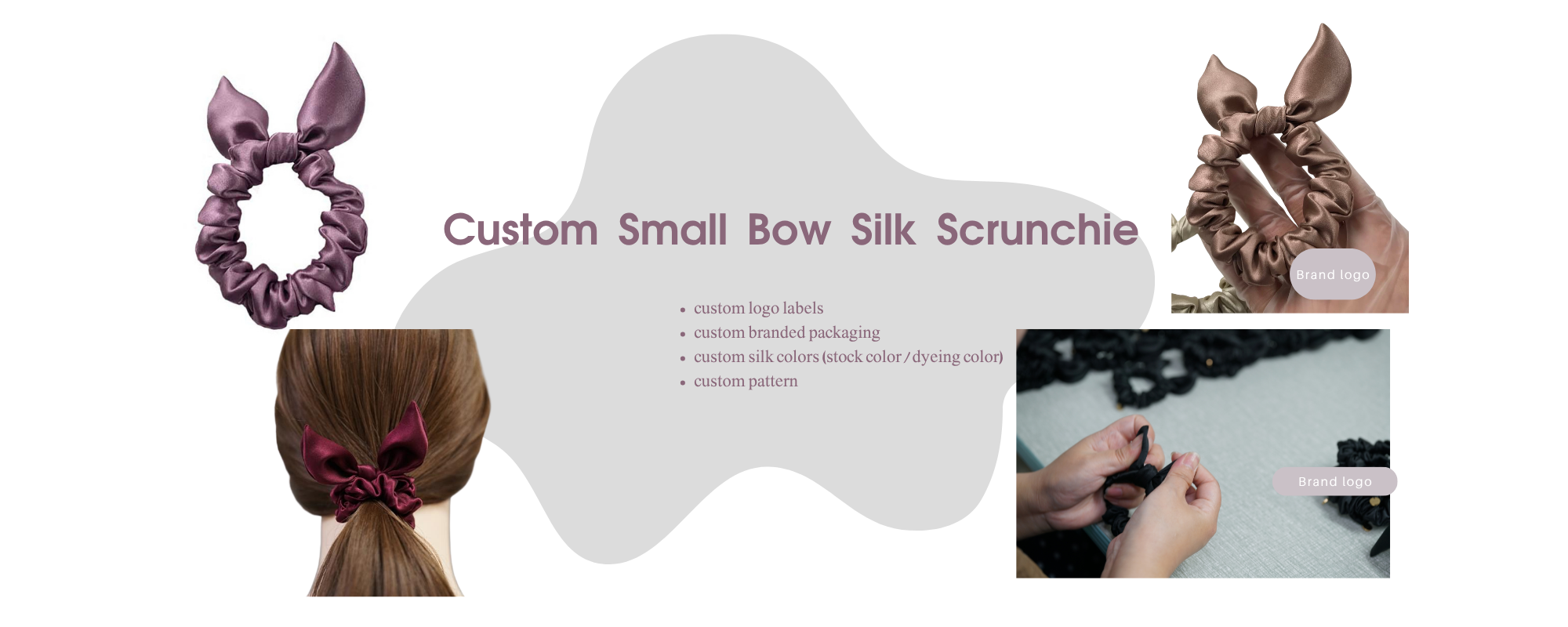 Custom Silk Bow Scrunchie with logo