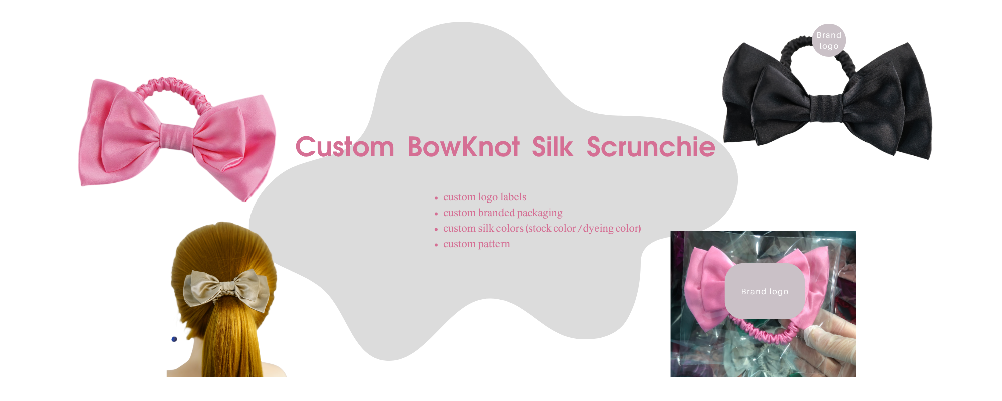 Custom Bowknot Scrunchie with logo