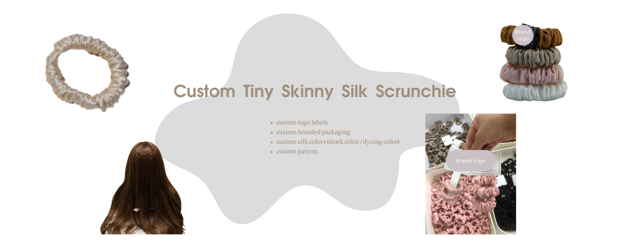 Custom Tiny Skinny Silk Scrunchie with logo