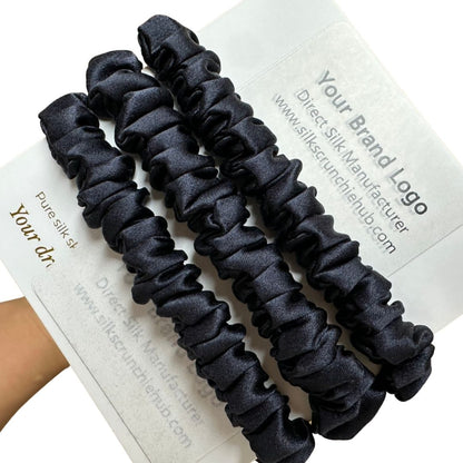 Charcoal Silk Scrunchie Skinny Wholesale | In Stock