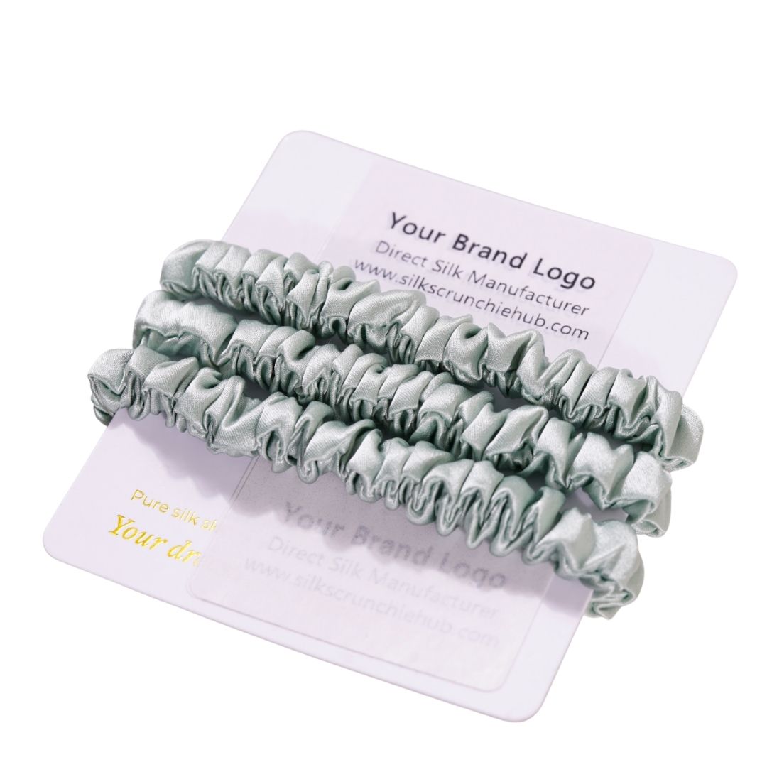 Pale Green Silk Scrunchie Skinny Wholesale & Custom | In Stock