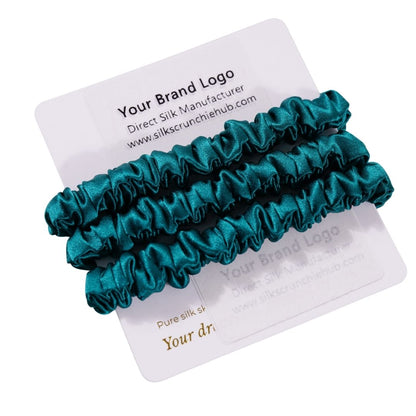 Royal Green Silk Scrunchie Skinny Wholesale | In Stock