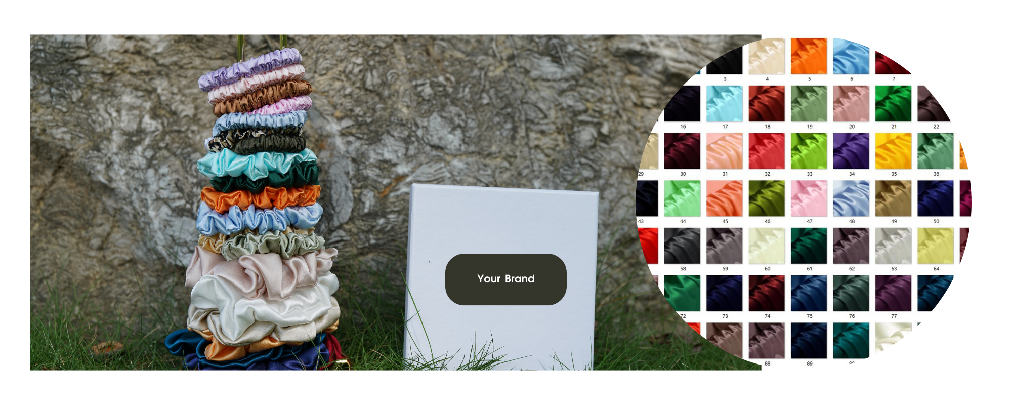 Custom Silk Scrunchies with Low MOQ, 110+ Stock Silk Colors Available for Fast Production