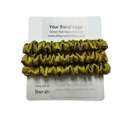 Olive Yellow Silk Scrunchie Skinny Wholesale | In Stock