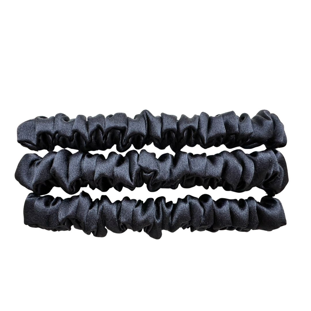 Charcoal Silk Scrunchie Skinny Wholesale | In Stock