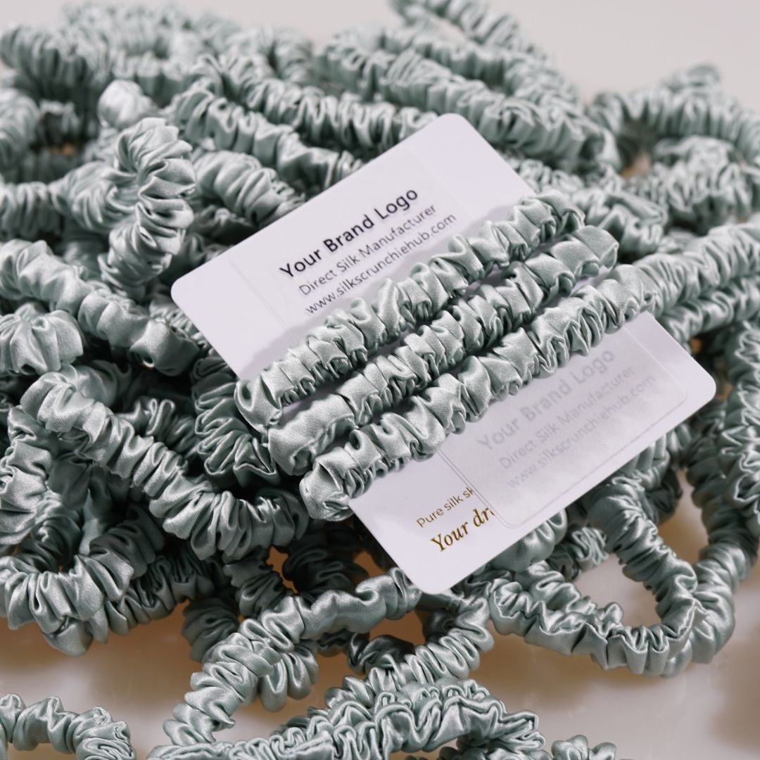 Pale Green Silk Scrunchie Skinny Wholesale & Custom | In Stock