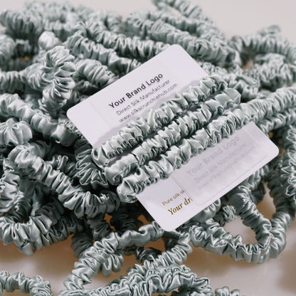 Pale Green Silk Scrunchie Skinny Wholesale & Custom | In Stock