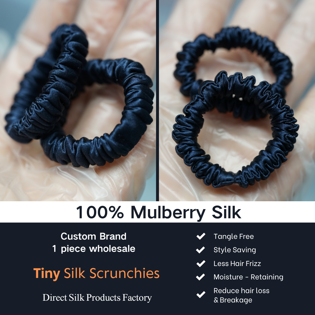 Dark Blue Silk Scrunchie Tiny