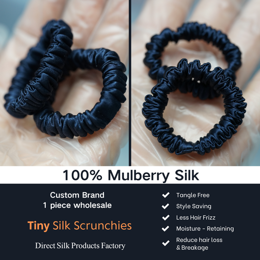 Dark Blue Silk Scrunchie Tiny